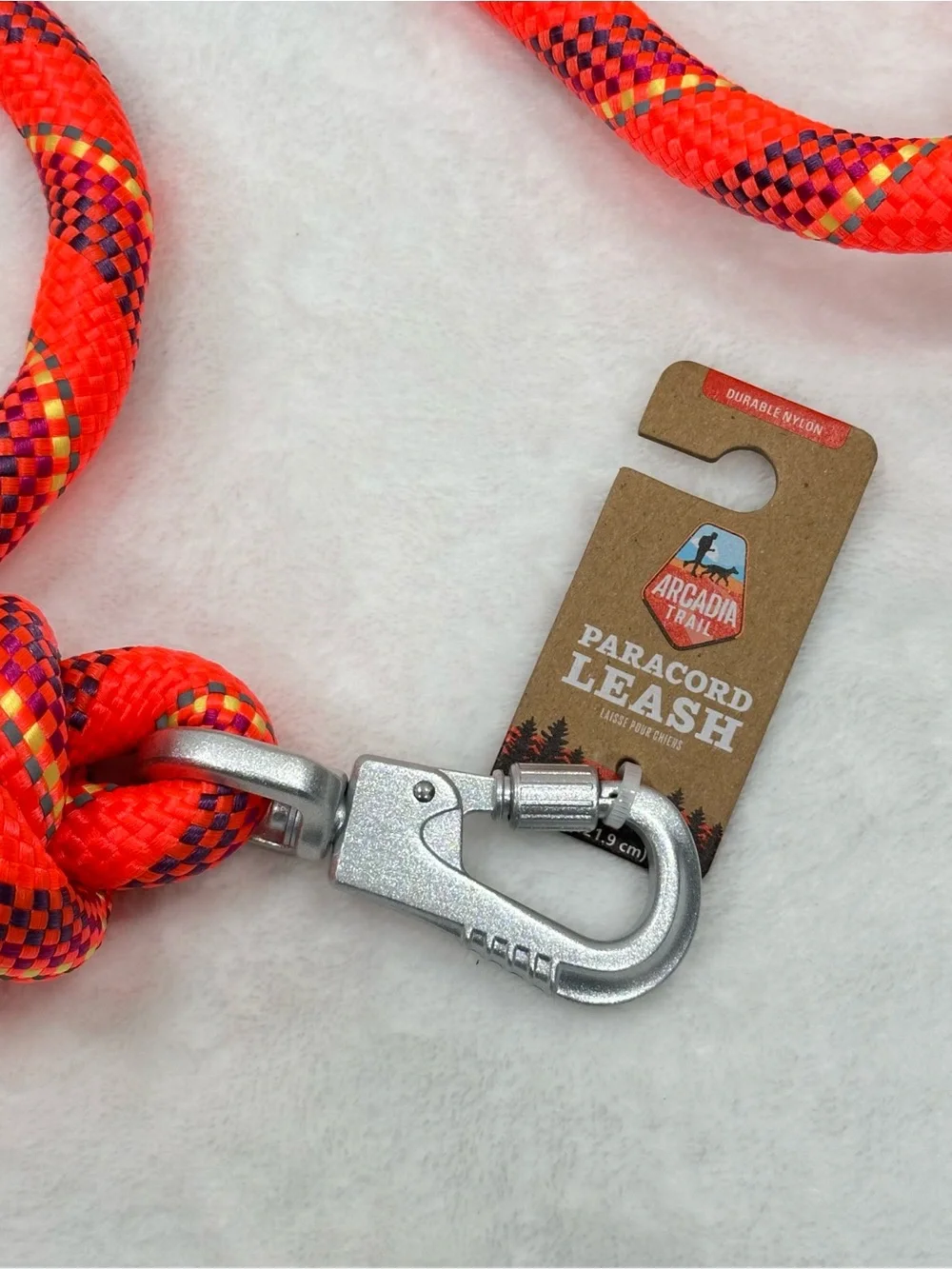 Arcadia Trail Orange Coral Paracord Dog Leash 4ft Heavy Duty NWOT